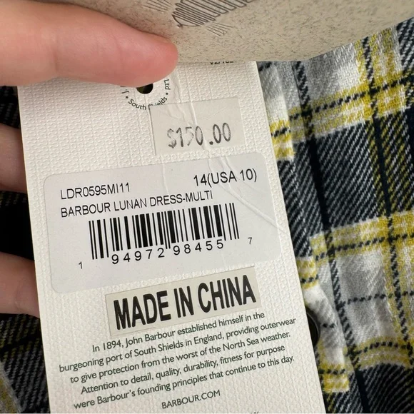 New! Barbour Lunan Plaid Button Down Dress Size US 10 - Picture 6 of 11
